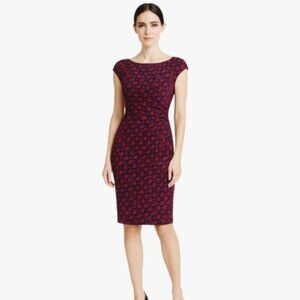 Lauren Ralph Lauren Balck & Pink Side-Ruched Sleeveless Sheath Dress